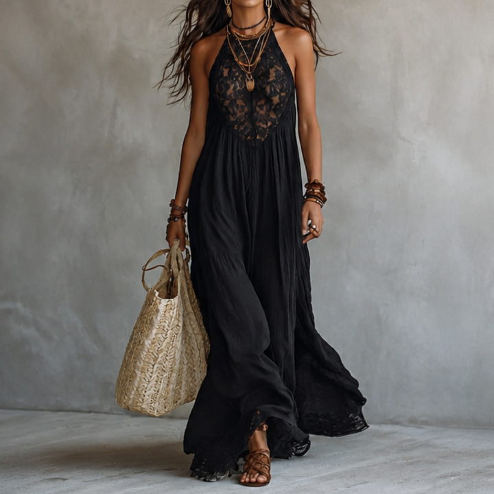 Lunavia™ – Lace Halter Boho Maxi Dress