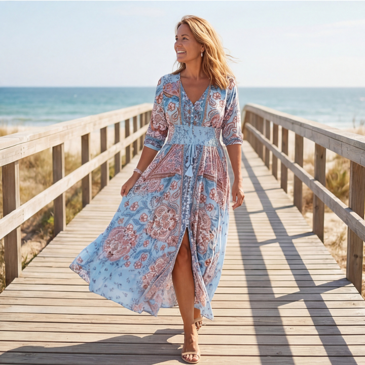 Floressa – Flowy Floral V Neck Maxi Dress