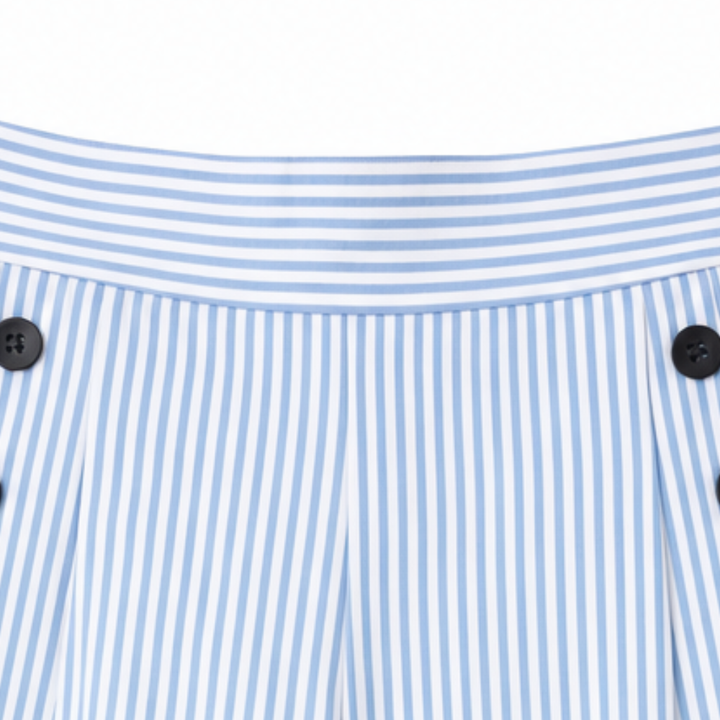 Marella – High-Waist Wide-Leg Pinstripe Trousers with Side Buttons