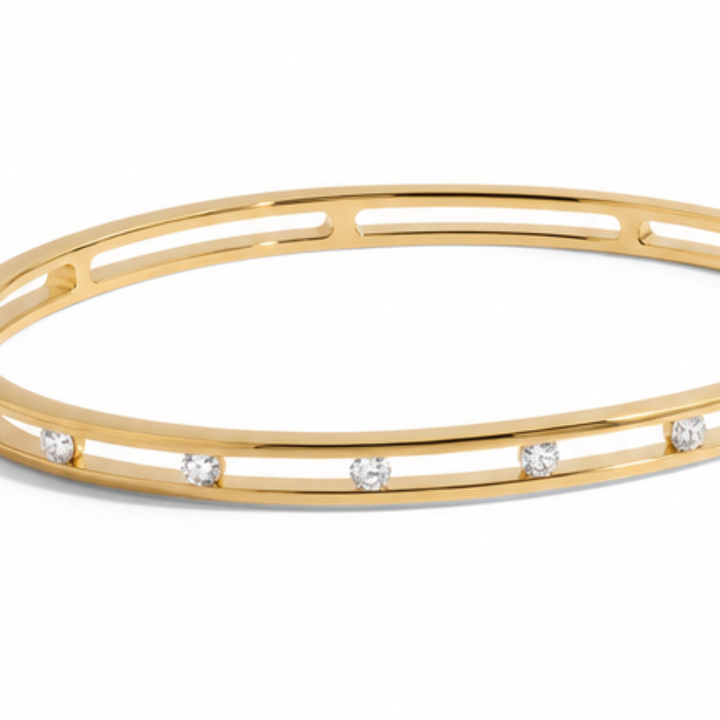 Veluna – Floating Crystal Gold Bangle Bracelet for Women