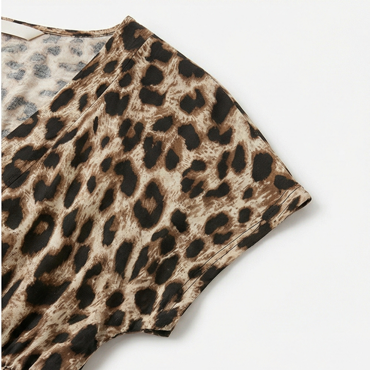 Vivara – Ruched Waist Leopard Maxi Dress