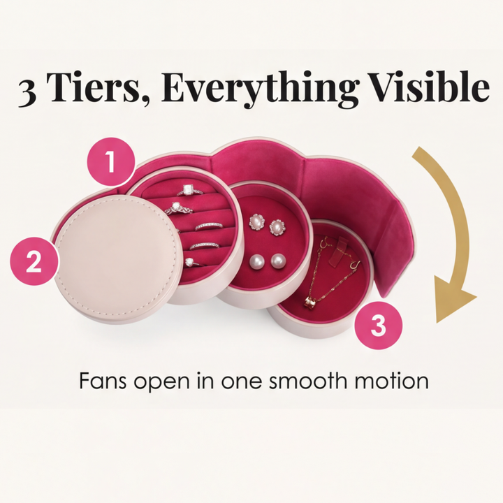 Velora Three Tier Jewelry Roll for Tangle Free Travel