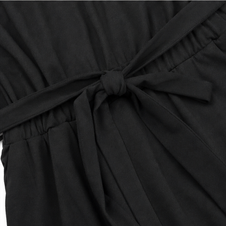 Vivelyn – Ladder Sleeve Tie Waist Romper