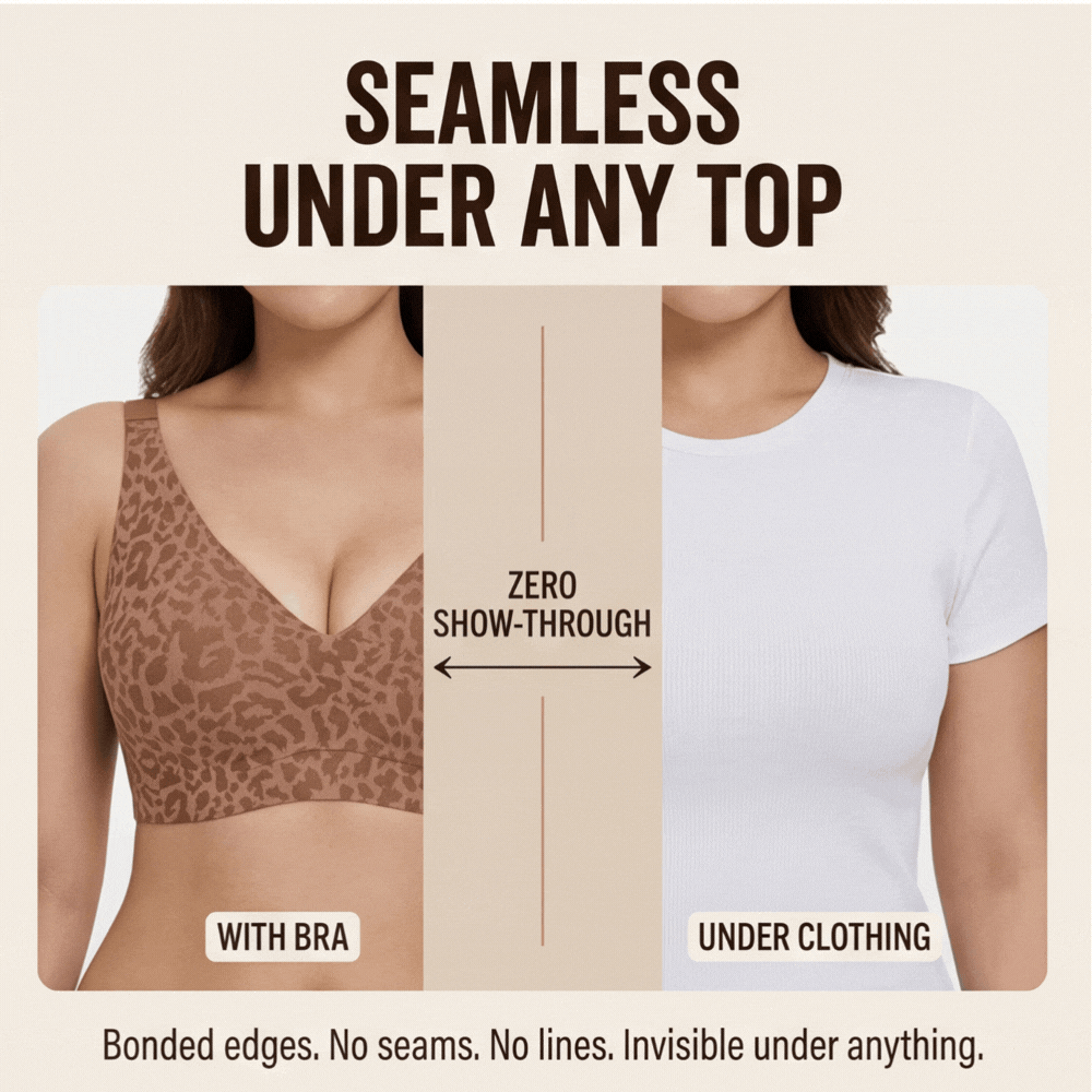 Veluna – Wireless Leopard V Neck Contour Bra