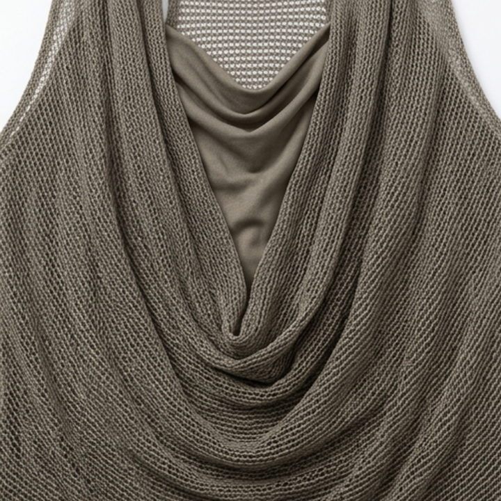 Lunessa – Draped Cowl-Neck Knit Halter Top