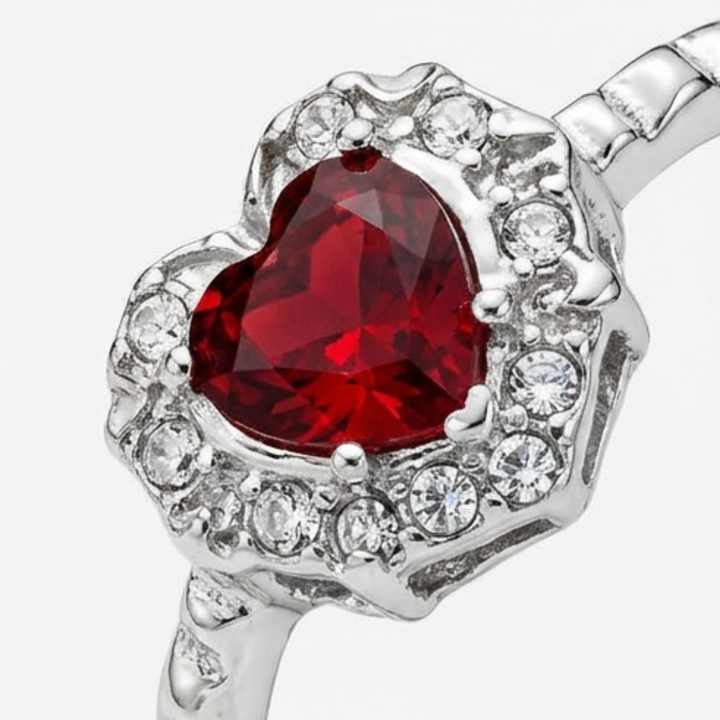 Noctelle – Pierced Heart Ring Set with Garnet Stone