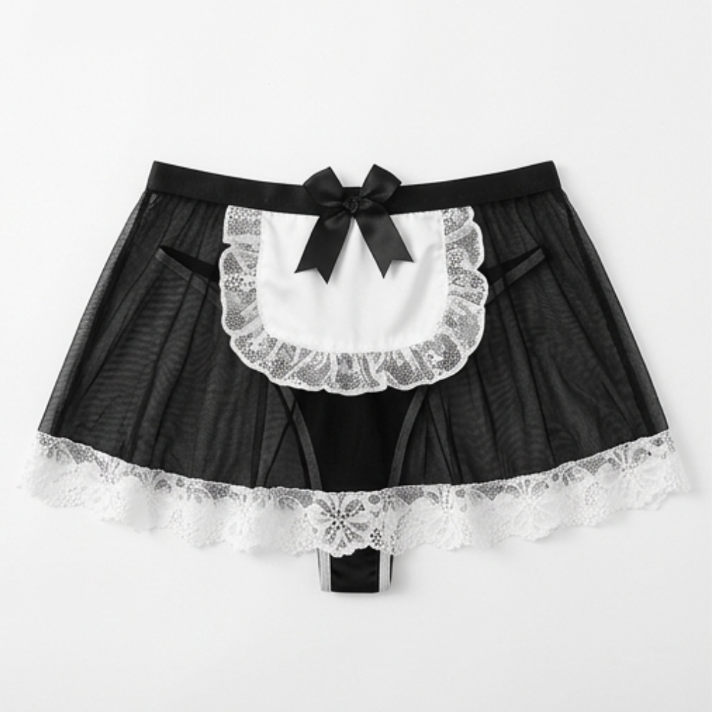 Ravelle – Lace Maid Lingerie Set with Pearl Chain