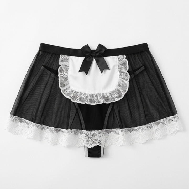Ravelle – Lace Maid Lingerie Set with Pearl Chain