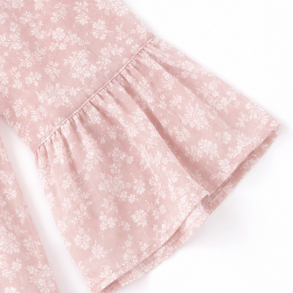 Marivelle – Floral Tiered Midi Dress with V-Neck Tie