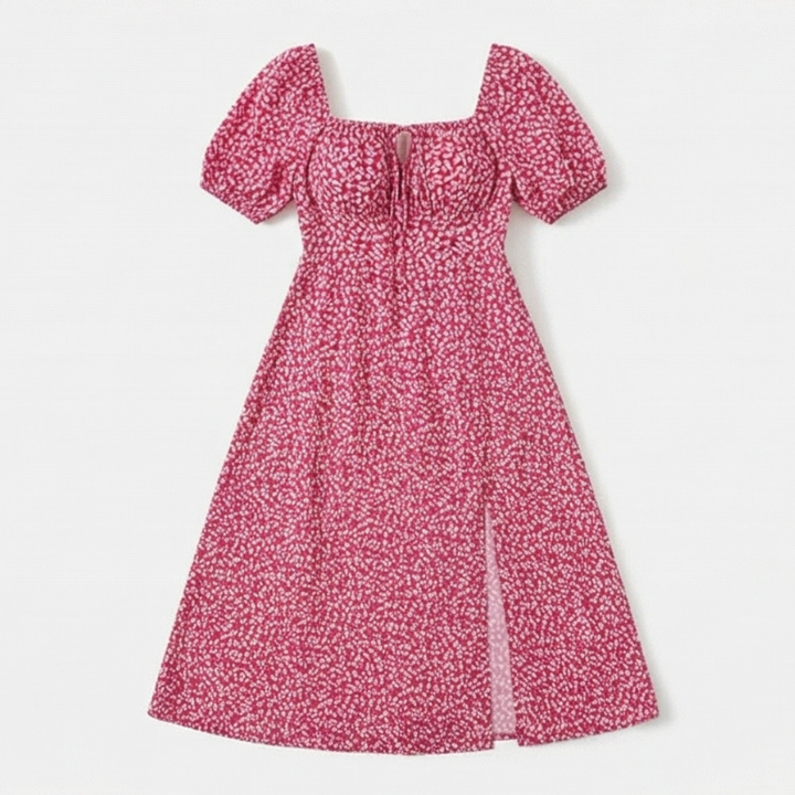 Floressa – Flattering Floral Midi Dress with Side Slit