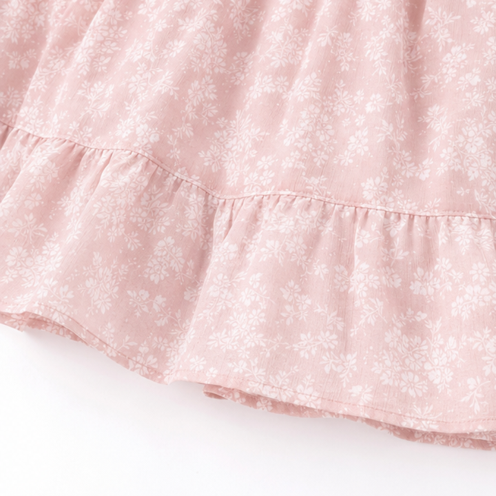 Marivelle – Floral Tiered Midi Dress with V-Neck Tie
