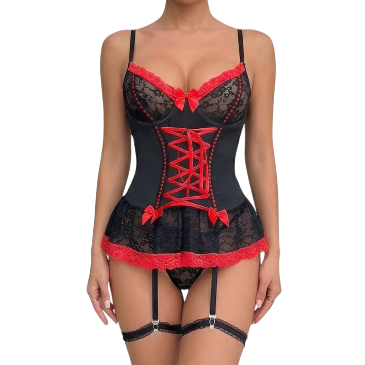 Rosaveil – Lace Corset Bustier Set with Garters