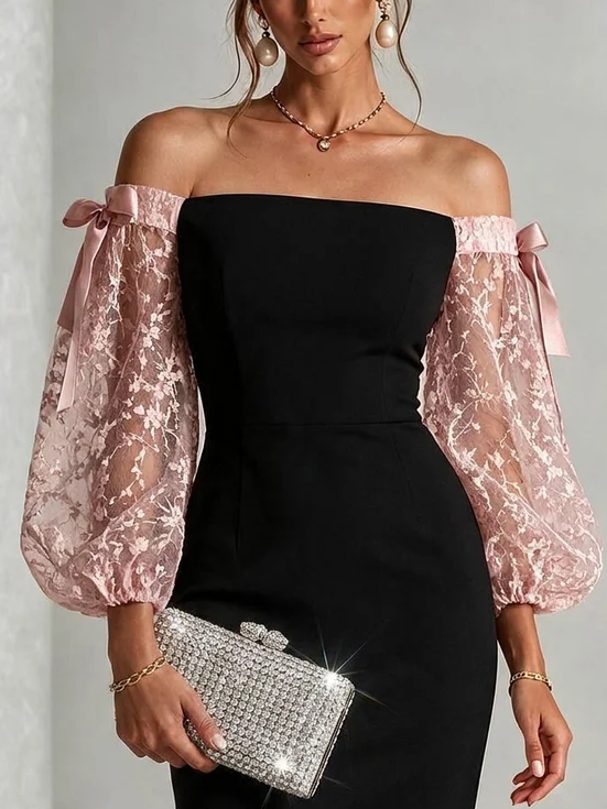 Noemi | Lace Sleeve Off-Shoulder Dress