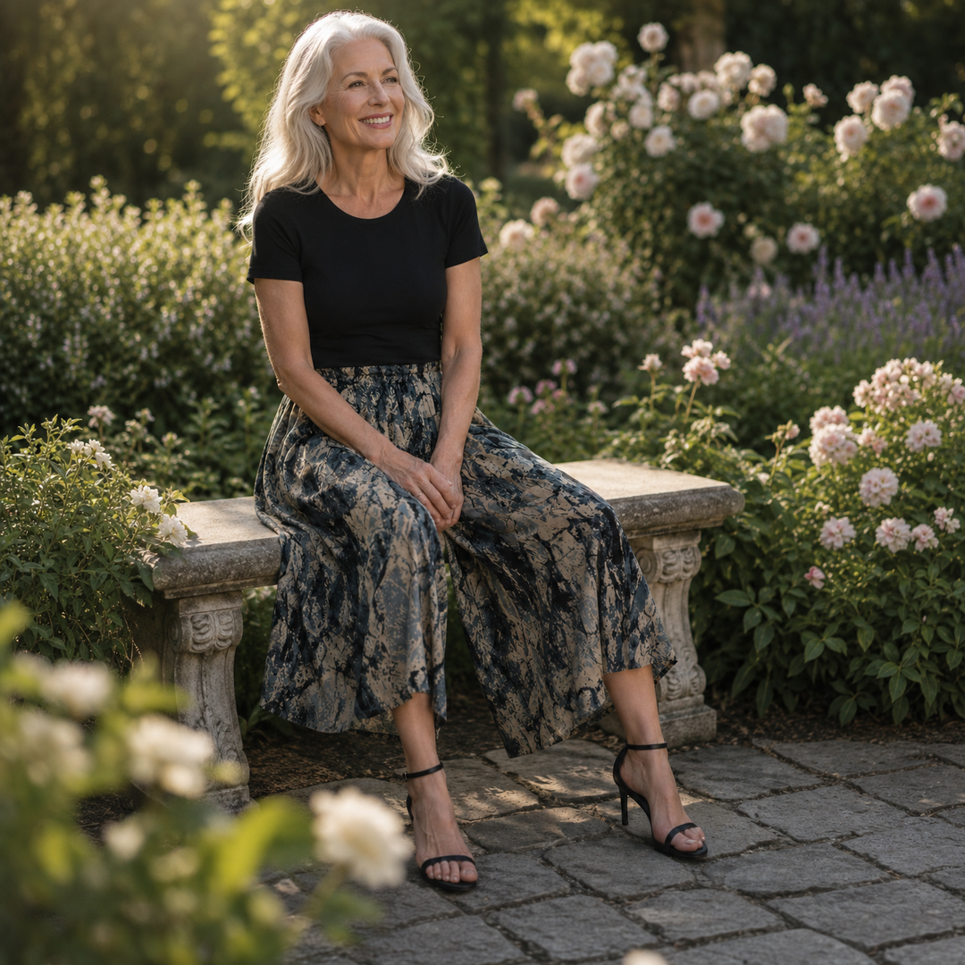 Florenza™ – Wide-Leg Flowy Summer Capri Pants with Elastic Waist &amp; Pockets