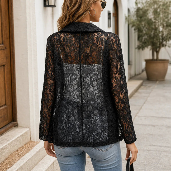 Florenza – Floral Lace-look Open-Front Blazer for Women