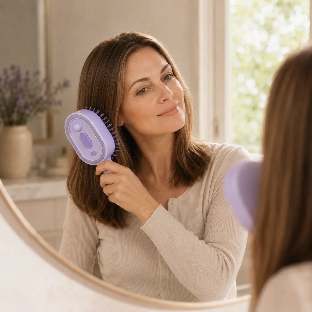 Velura – Self-Cleaning Scalp Massager Brush with Mist Spray Tank