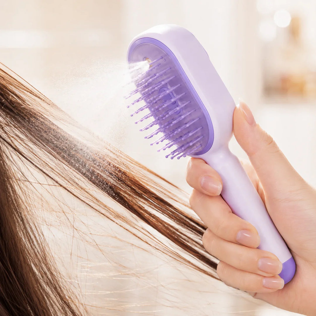 Velura – Self-Cleaning Scalp Massager Brush with Mist Spray Tank