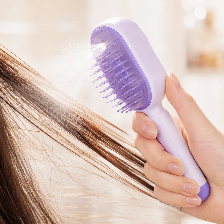 Velura – Self-Cleaning Scalp Massager Brush with Mist Spray Tank