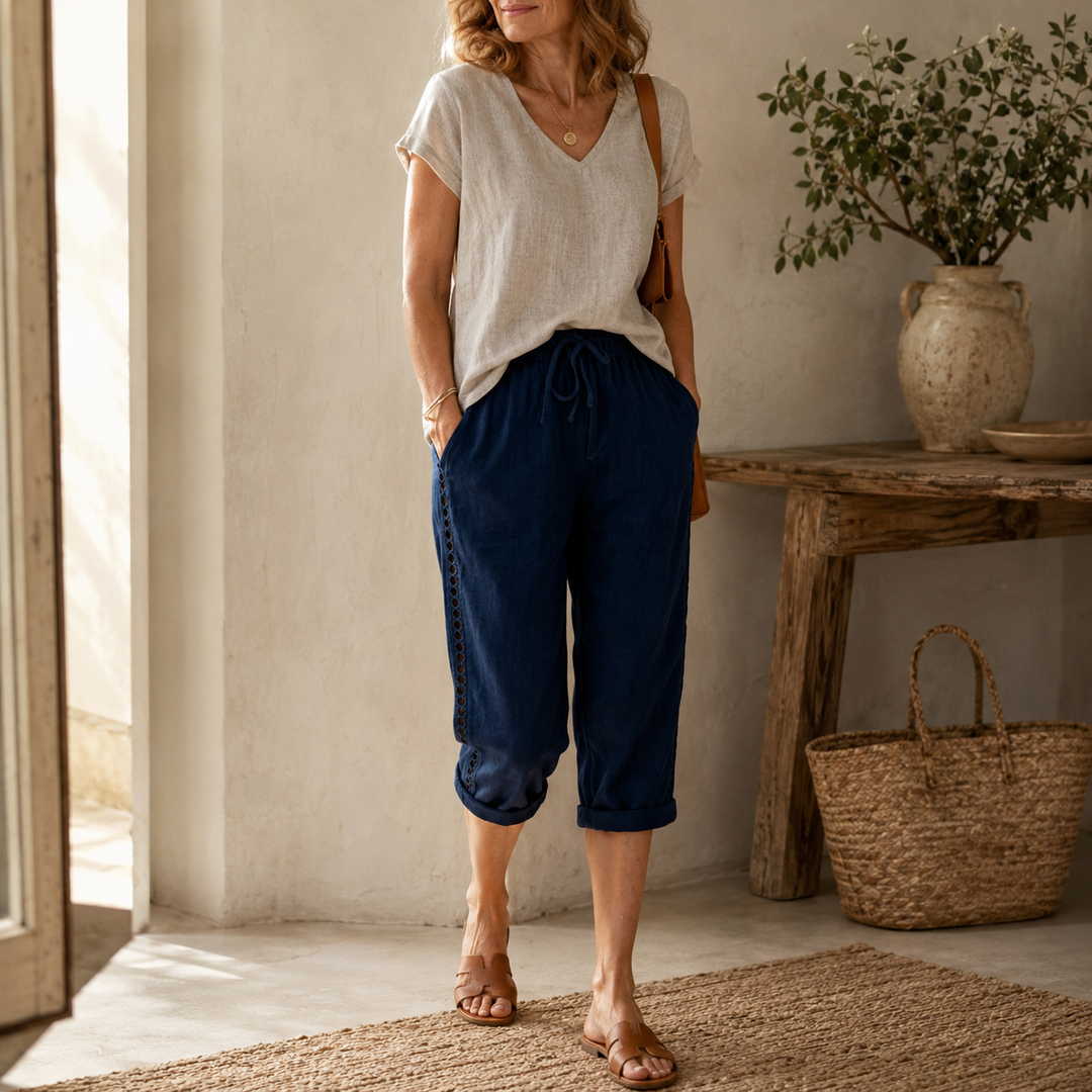 Lunava™ – Lace-Side Capri Pants for Women
