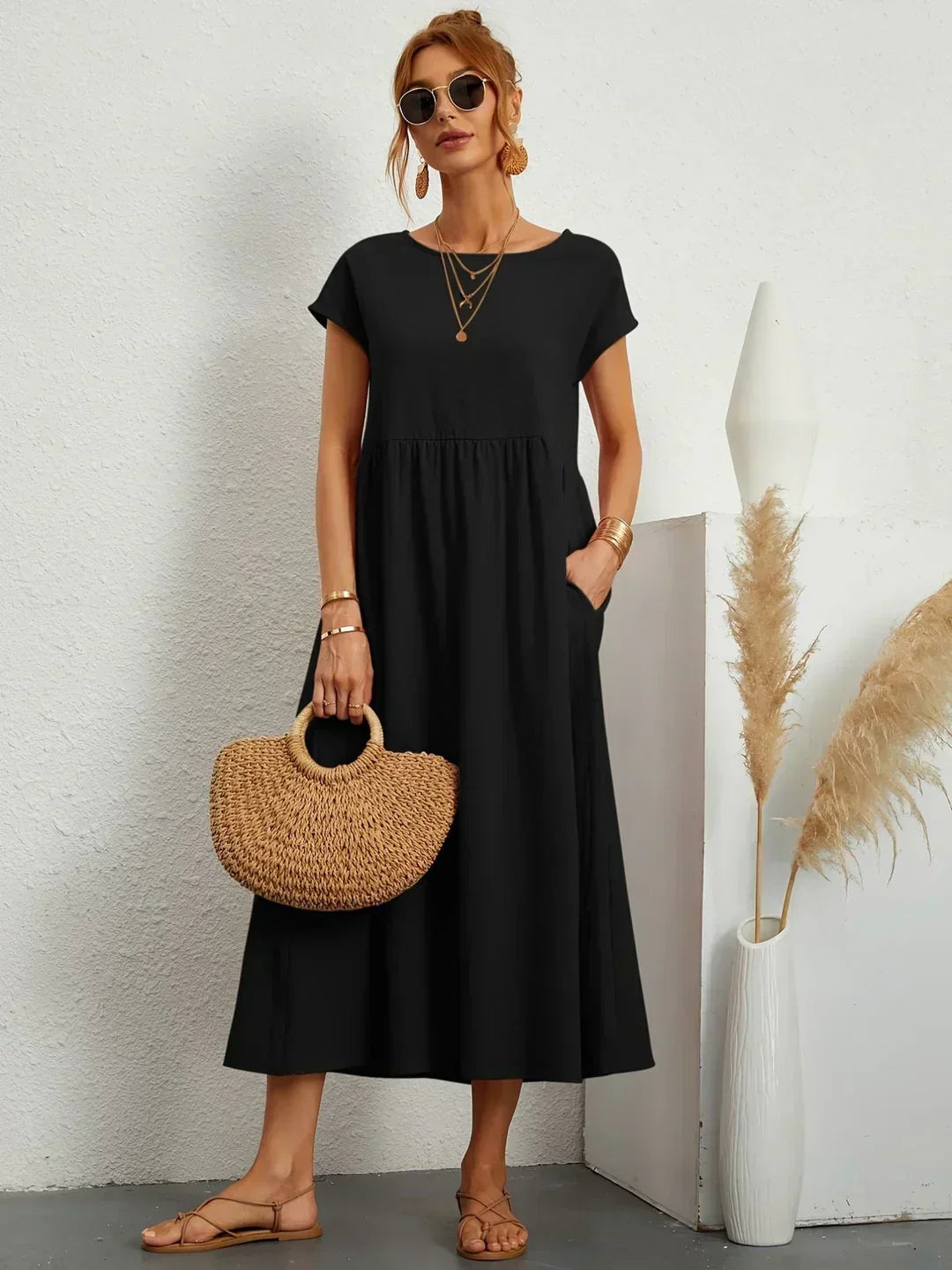 Gabrielle - Flowing Midi Dress with Timeless Elegance