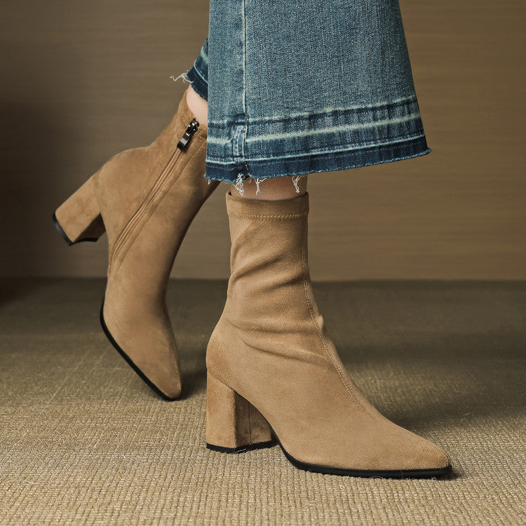 Vivienne – Genuine Suede Side-Zip Boots