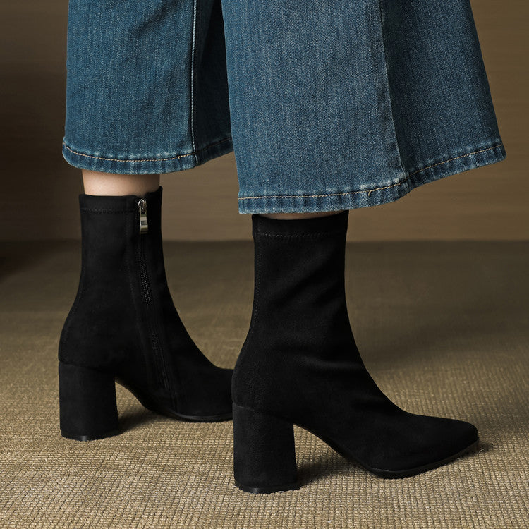 Vivienne – Genuine Suede Side-Zip Boots