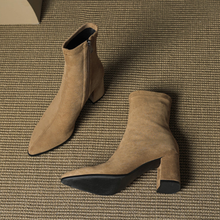 Vivienne – Genuine Suede Side-Zip Boots