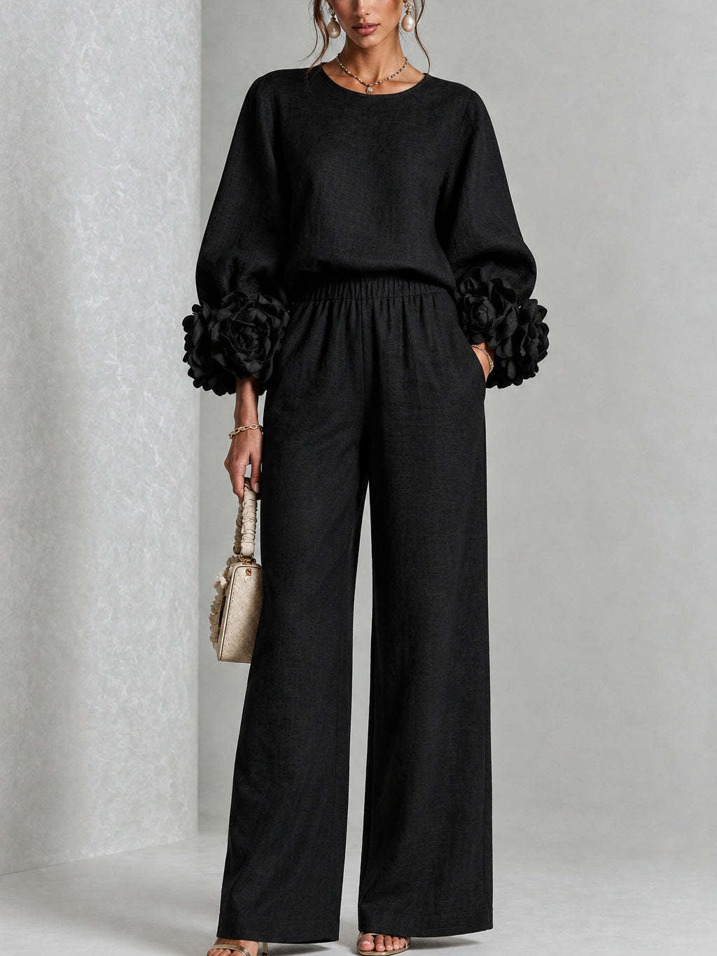 Rosalie - Floral Cuff Two-Piece Set