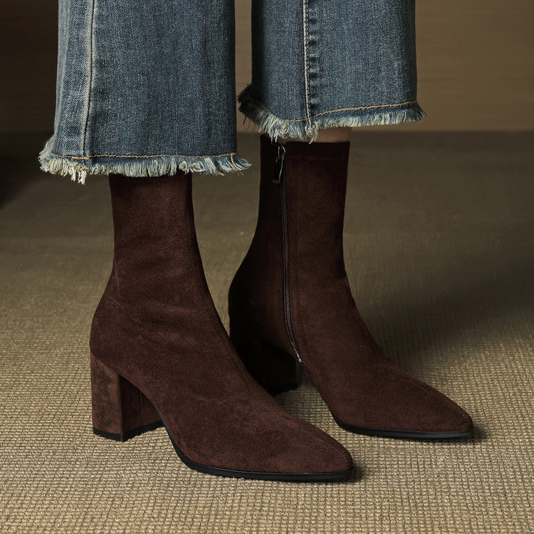 Vivienne – Genuine Suede Side-Zip Boots