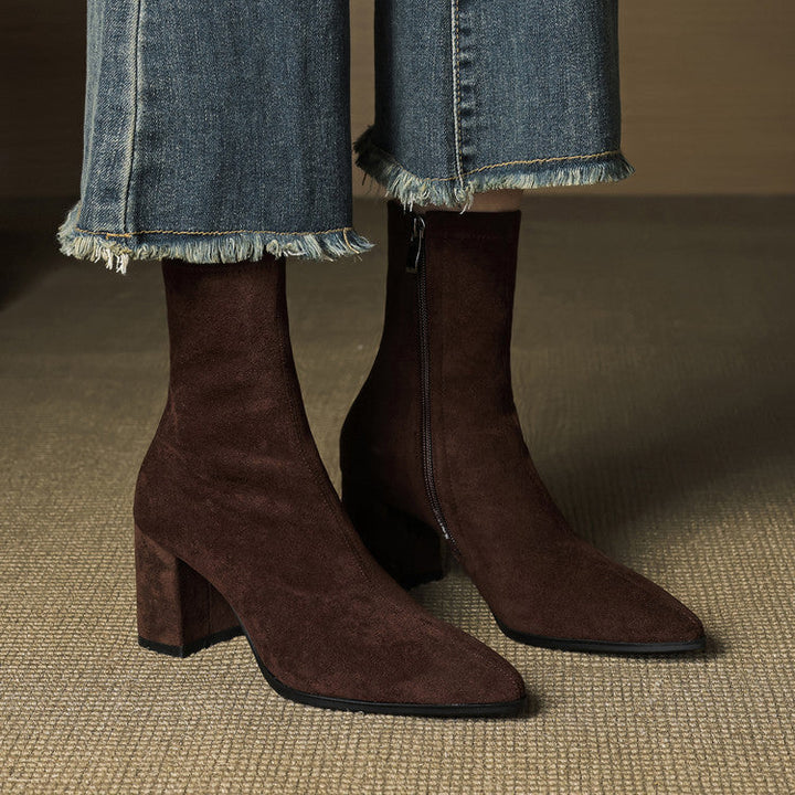 Vivienne – Genuine Suede Side-Zip Boots