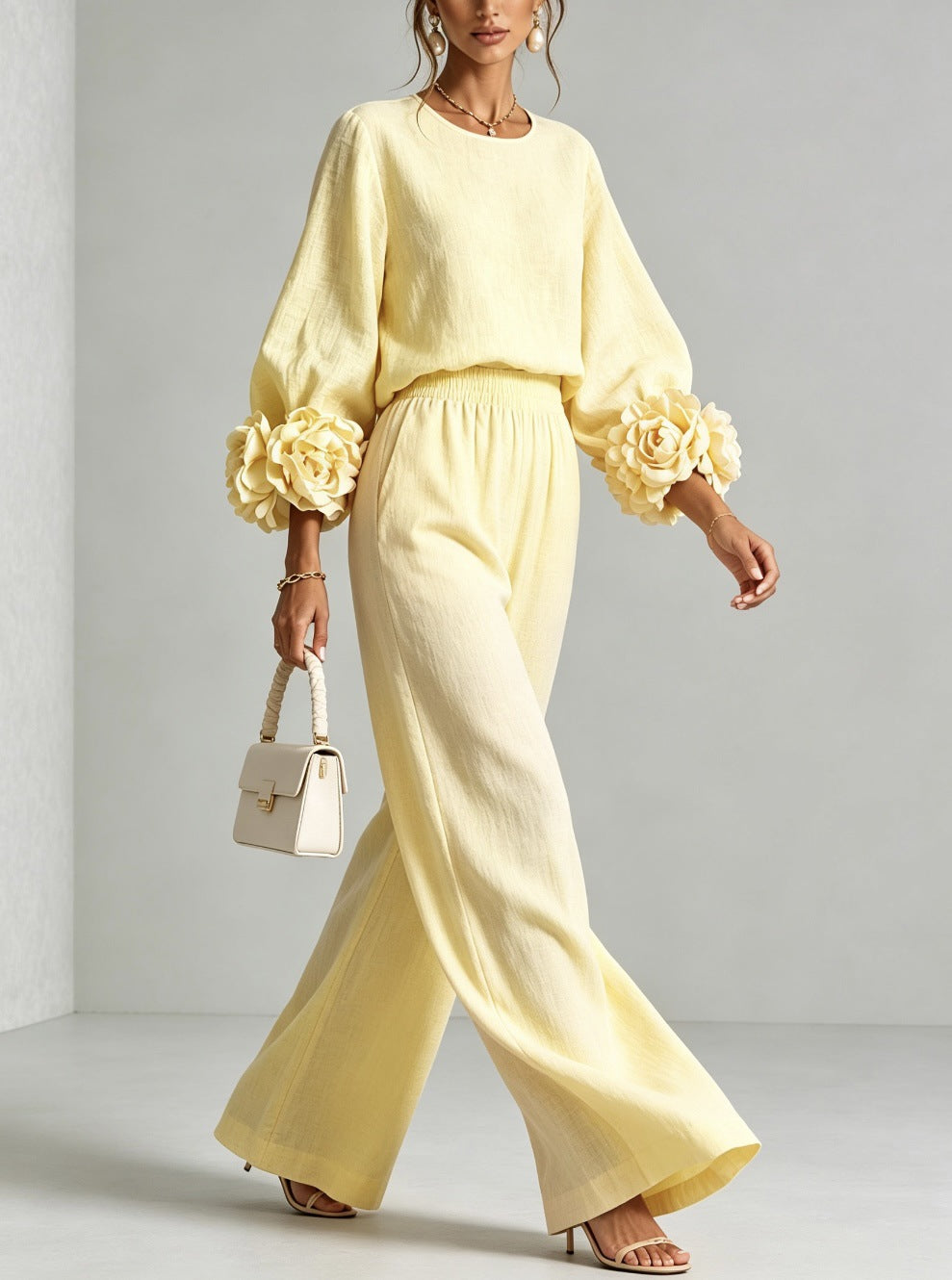 Rosalie - Floral Cuff Two-Piece Set