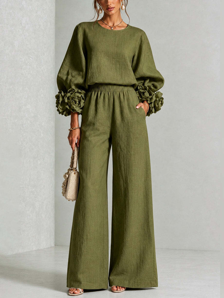 Rosalie - Floral Cuff Two-Piece Set