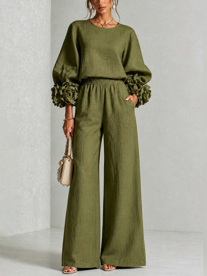 Rosalie - Floral Cuff Two-Piece Set