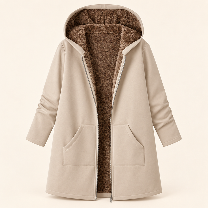 Evelyn | Cozy Sherpa-Lined Hooded Coat