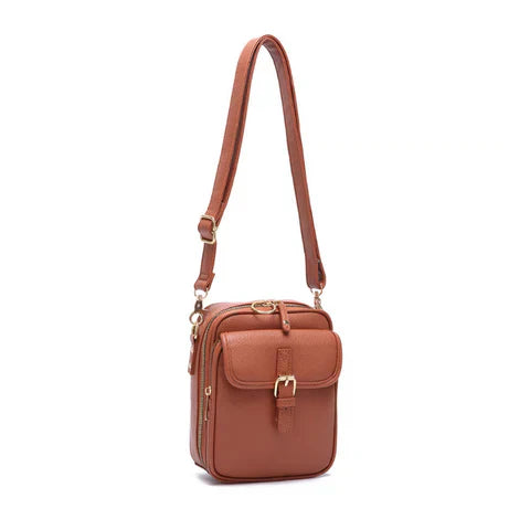 Veletto – Double Pocket PU Leather Crossbody Bag