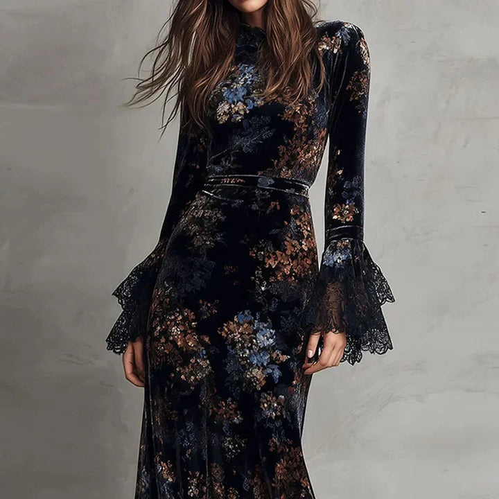 Rosalind | Floral Velvet Maxi Dress