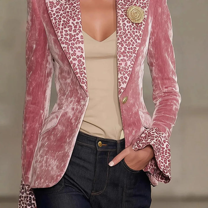Perpetua | Crushed Velvet Leopard-Lapel Blazer