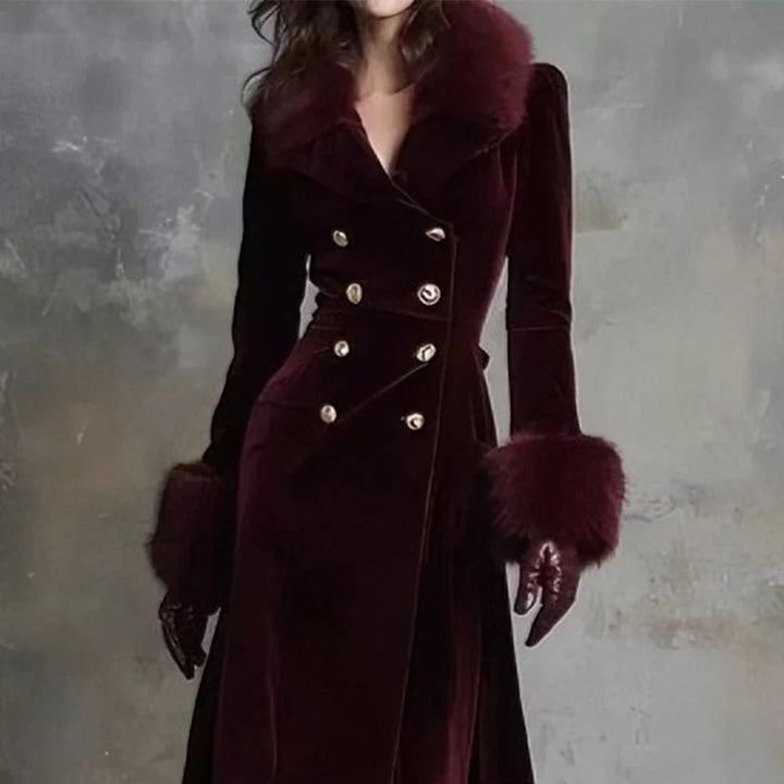 Isadora | Faux-Fur Collar Velvet Coat