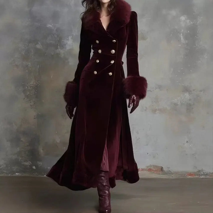 Isadora | Faux-Fur Collar Velvet Coat