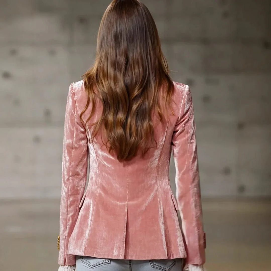 Honoria | Lace-Trim Velvet Blazer