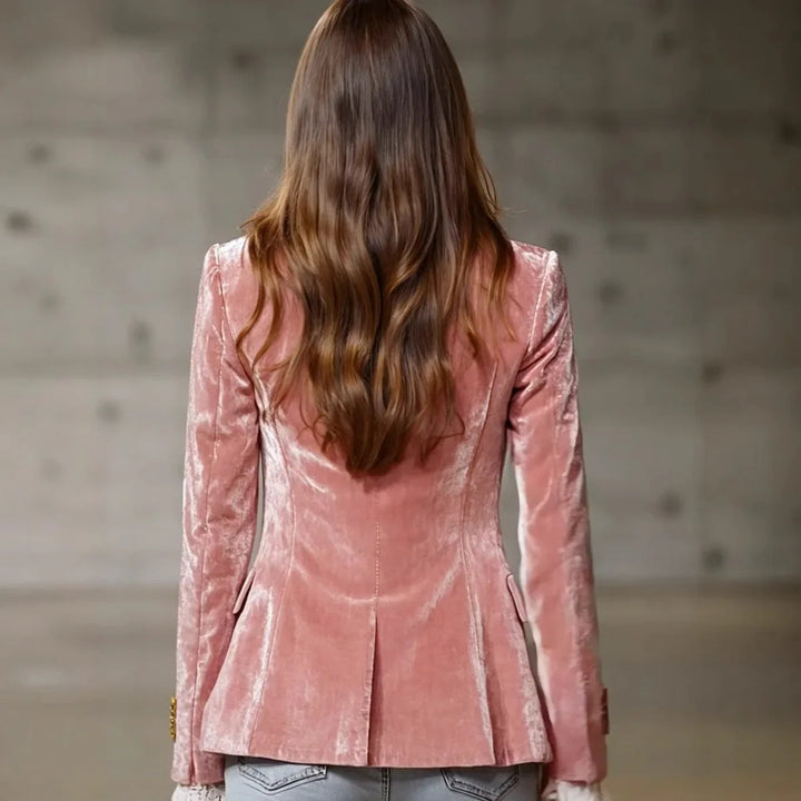Honoria | Lace-Trim Velvet Blazer