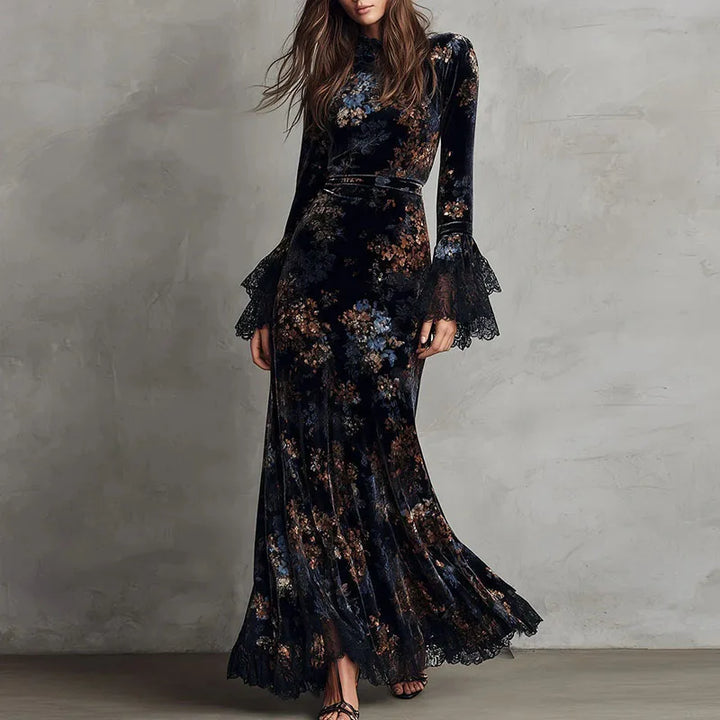 Rosalind | Floral Velvet Maxi Dress