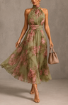 Livia | Elegant Floral Maxi Halter Dress
