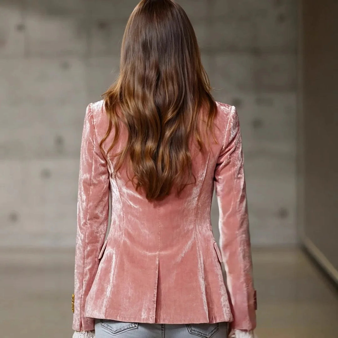 Honoria | Lace-Trim Velvet Blazer