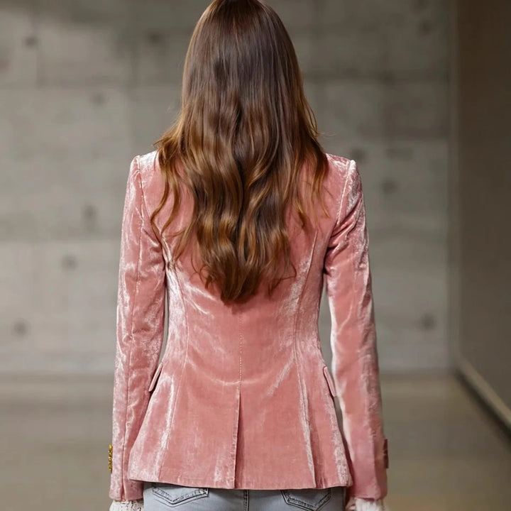 Honoria | Lace-Trim Velvet Blazer