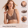 Seamvera - Women's Seamless Deep V Push-Up Wireless Bra