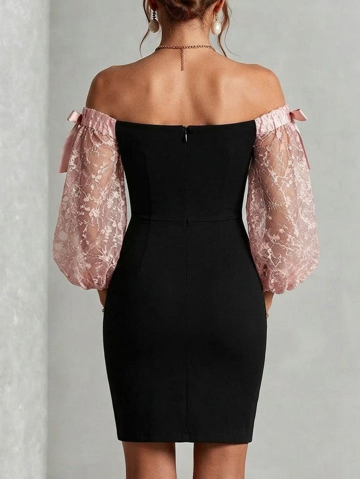 Noemi | Lace Sleeve Off-Shoulder Dress