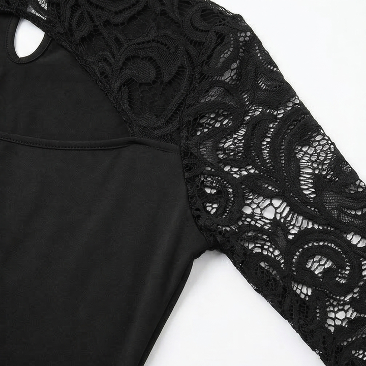 Velesse - Asymmetrical Lace Sleeve Top