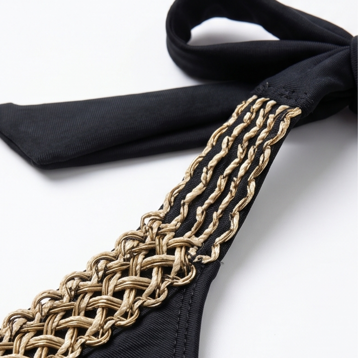 Soléra – Woven Chain-Trim High-Waist Bikini