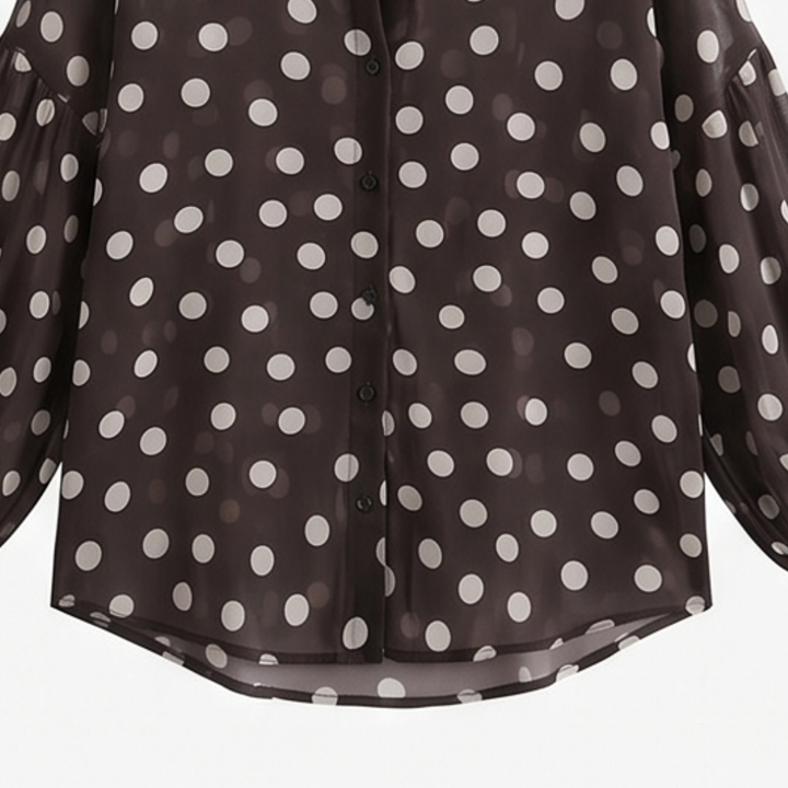 Maisova – Satin Polka Dot Button-Down Blouse